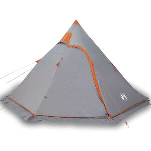 vidaXL &Scaron;otor za kampiranje tipi za 5 oseb siv vodoodporen