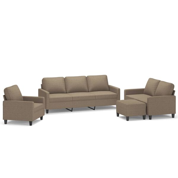 vidaXL Sedežna garnitura 4-delna z blazinami taupe blago