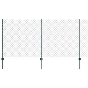 vidaXL Verižna ograja s stebrom 10 x 1,2 m Jeklo s PVC premazom Zelena