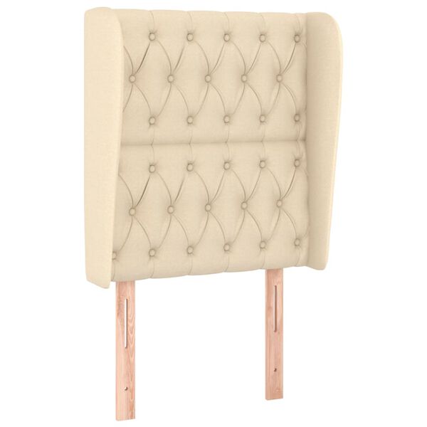 vidaXL Vzglavje z u&scaron;esi krem 83x23x118/128 cm blago