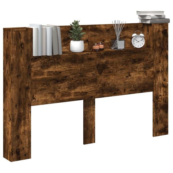 vidaXL Nočna omarica z LED Dimljeni Hrast 160 x 16,5 x 103,5 cm