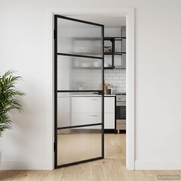 vidaXL Vhodna vrata 102 x 201,5 x 3,5 cm Aluminij in kaljeno steklo