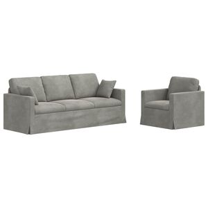 vidaXL Kavčna garnitura 2 pcs Svetlo siva 198 x 78 x 80 cm Žamet
