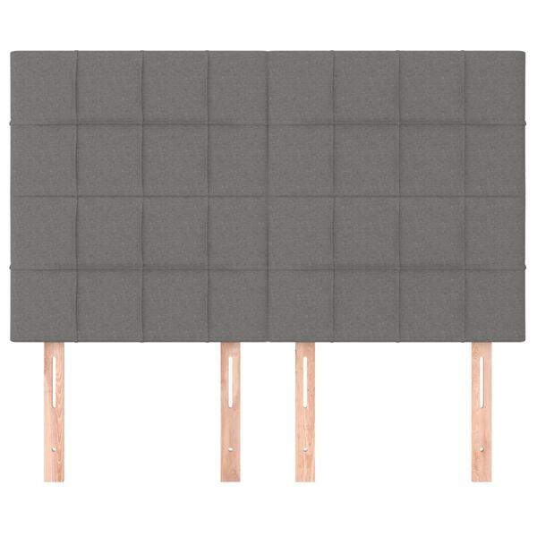 vidaXL Vzglavje postelje temno sivo 144x5x118/128 cm blago