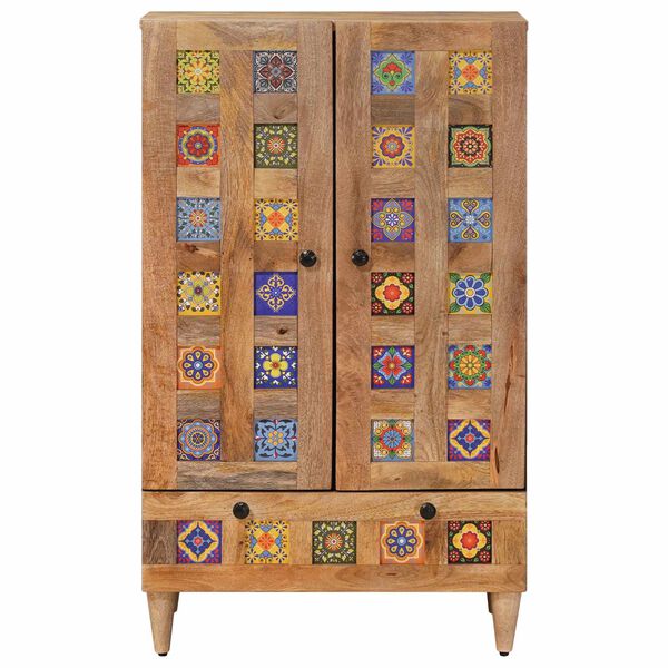 vidaXL Visok predalnik Naravna 60 x 33,5 x 100 cm Masiven les manga