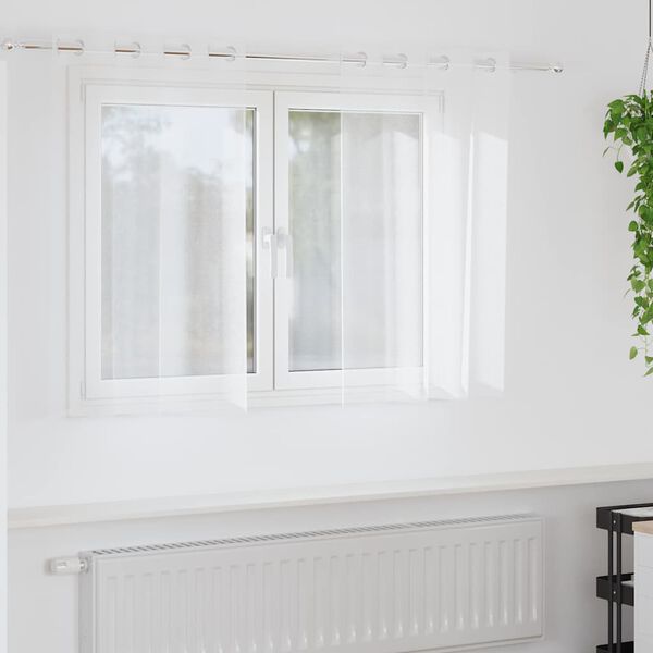 vidaXL Voile zavesa z zavesami 2 pcs Bela 140 x 140 cm Poliester