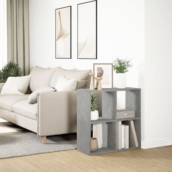 vidaXL Pregrada s knjižno omaro betonsko siva 69,5x29x69,5 cm inž. les