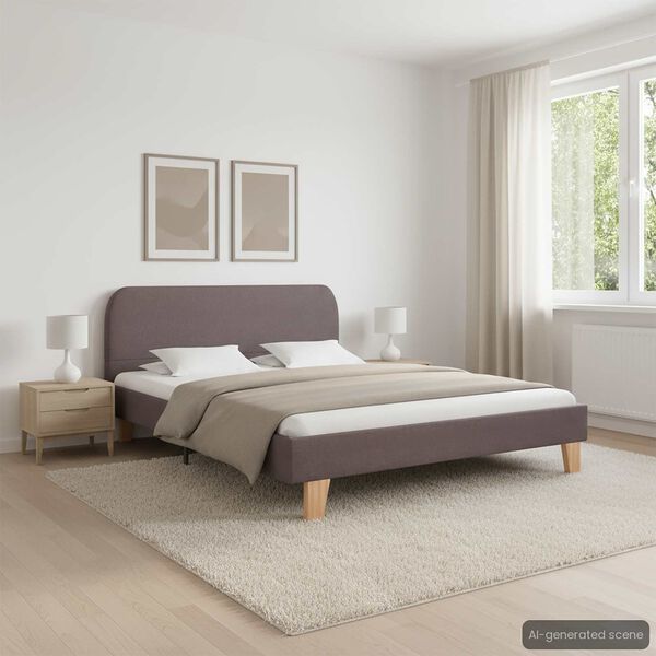 vidaXL Posteljni okvir brez vzmetnice Taupe blago 135x190 cm