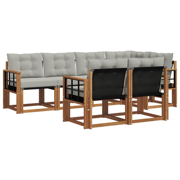 vidaXL Zunanja garnitura za sedenje 7 pcs Naravna in svetlo siva