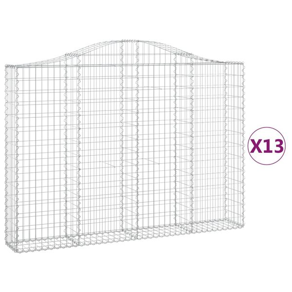 vidaXL Obokane gabion košare 13kosov 200x30x140/160cm pocinkano železo