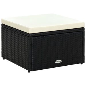 vidaXL Stolček za noge otoman poli ratan 53x53x30 cm črne barve