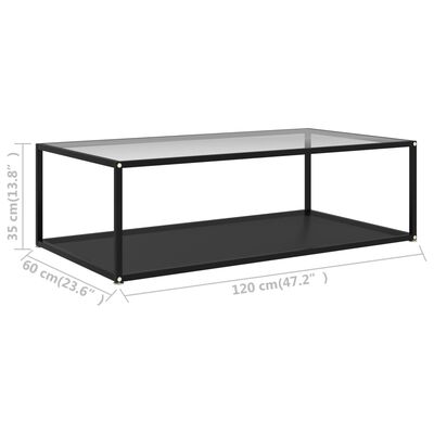 vidaXL Klubska mizica prozorna in črna 120x60x35 cm kaljeno steklo