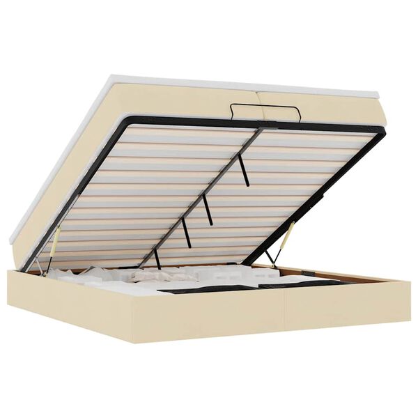 vidaXL Otomanski posteljni okvir z vzmetnicami krem 200x200 cm blago