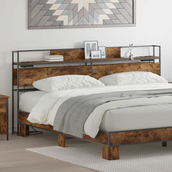 vidaXL Skladi&scaron;čni naslon Dimljeni hrast 180 cm Konstruiran les