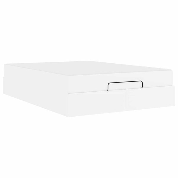 vidaXL Posteljni okvir z vzmetnico z vzmetnico 2 pcs Bela PVC