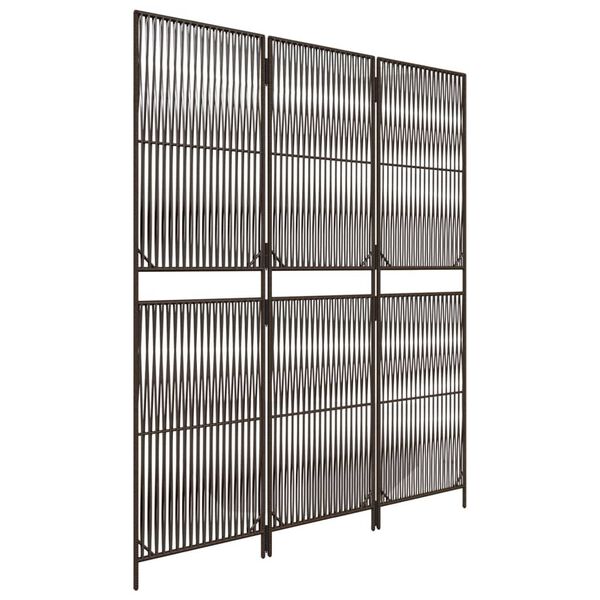 vidaXL Pregrada za sobo 3 plošče rjav poli ratan