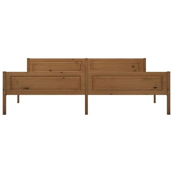 vidaXL Posteljni okvir trdna borovina medeno rjav 200x200 cm