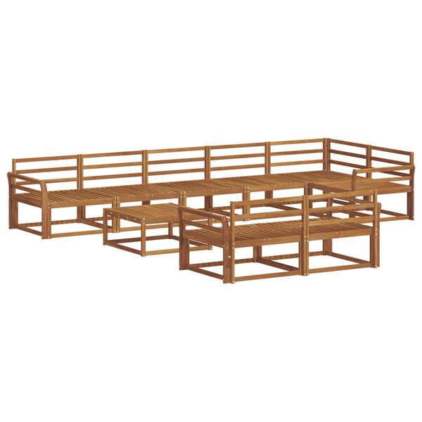 vidaXL Zunanja garnitura za sedenje 9 pcs Naravna Masiven les akacije