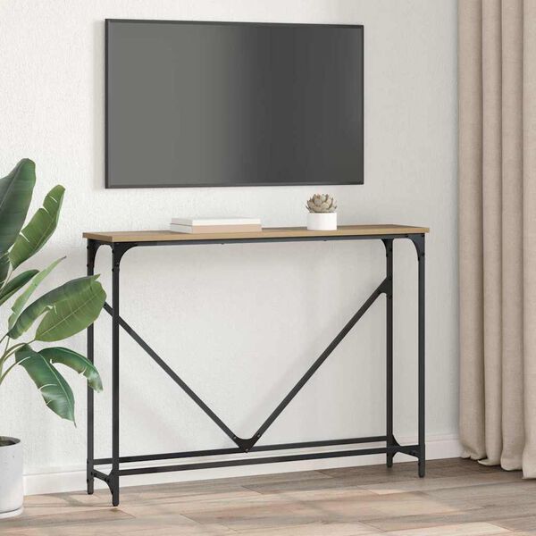 vidaXL Konzolna miza Umetni hrast 102 x 23 x 75 cm Konstruiran les