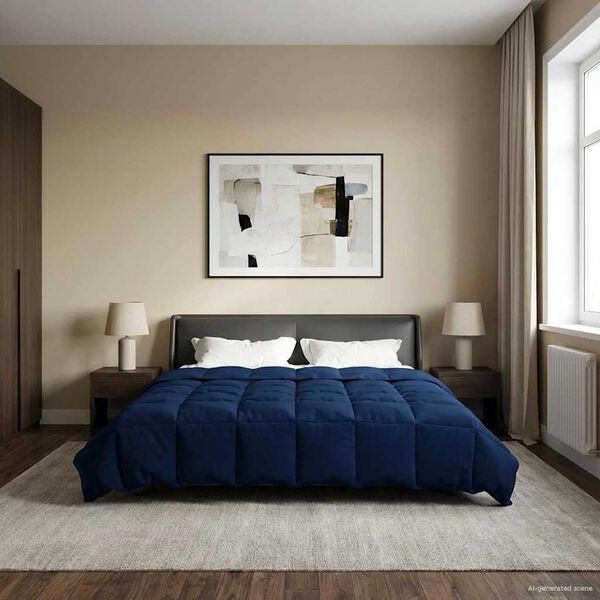 vidaXL Poletna odeja &Scaron;onerisan Temno modra 220 x 240 cm Mikrovlakna