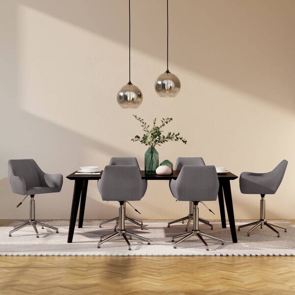 vidaXL Vrtljivi jedilni stoli 6 kosov svetlo sivo blago