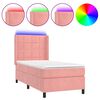vidaXL Box spring postelja z vzmetnico LED roza 90x190 cm žamet