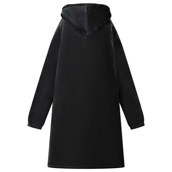 vidaXL Odeja s kapuco Črna m Flis in flanel