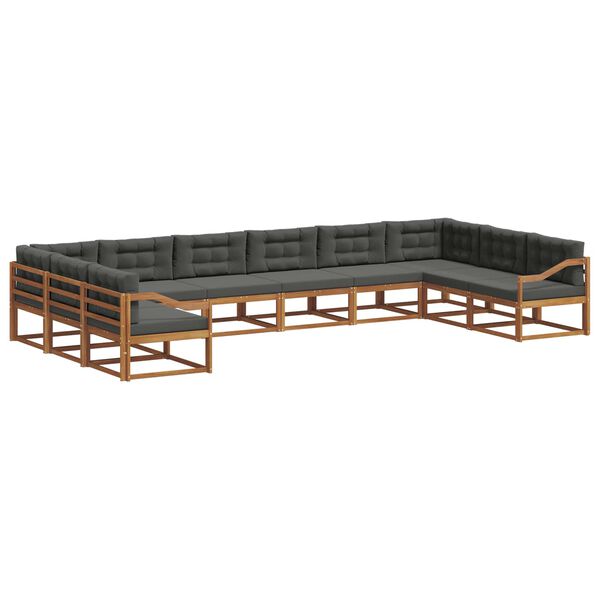 vidaXL Zunanja garnitura za sedenje 10 pcs Naravna in antracitna