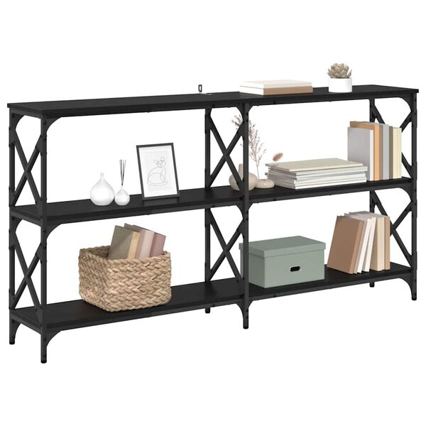 vidaXL Konzolna miza Črna Orehovina 156 x 28 x 80,5 cm Konstruiran les