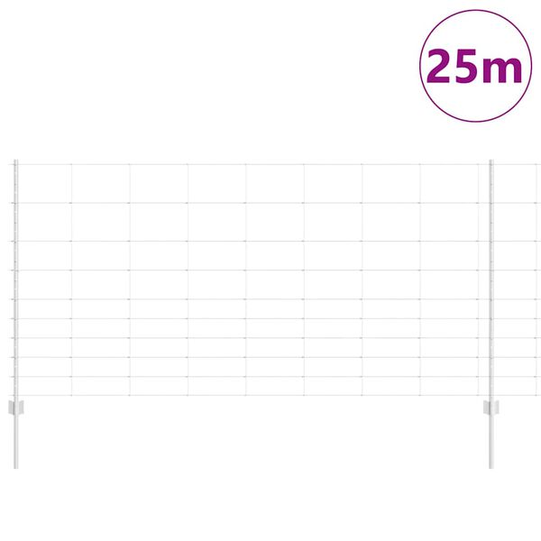 vidaXL Ograja s stebrom srebrna 1,2 x 25 m Jeklo