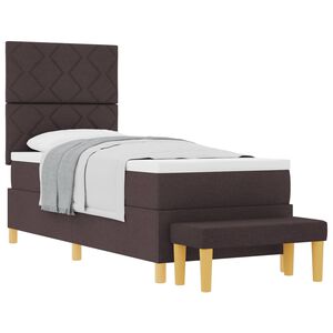 vidaXL Postelja z vzmetnico z vzglavjem Temno rjava 200 x 80 cm blago