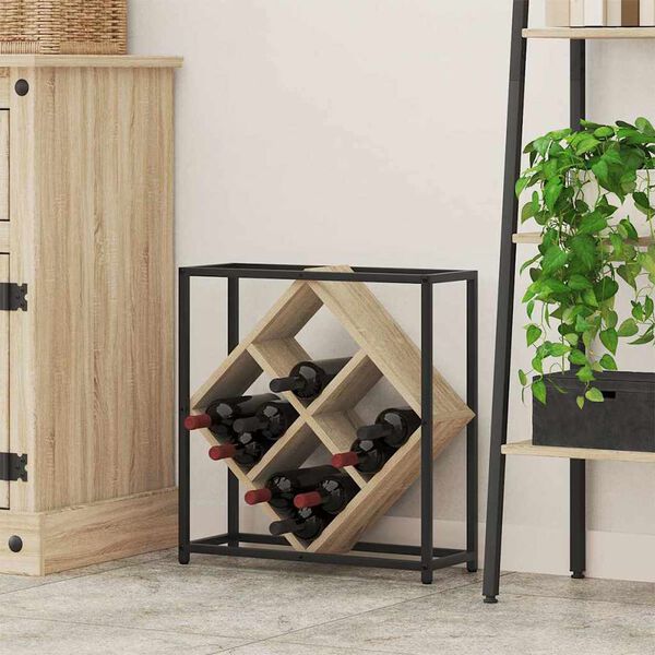 vidaXL Stojalo za vino Sonoma hrast 51 x 18 x 52,5 cm Konstruiran les