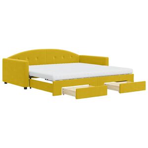 vidaXL Izvlečna dnevna postelja s predali rumena 100x200 cm žamet