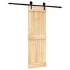 vidaXL Drsna vrata Naravna in črna 70 x 210 cm Masiven borov les