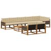 vidaXL Zunanja garnitura za sedenje z blazino 9 pcs Naravna in bež