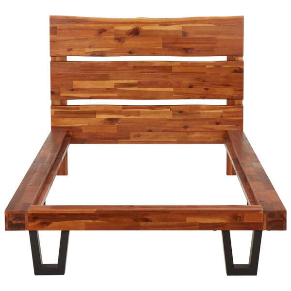 vidaXL Posteljni okvir z naravnim robom trden akacijev les 90 cm