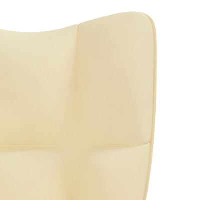 vidaXL Stol za sproščanje s stolčkom kremno bel žamet