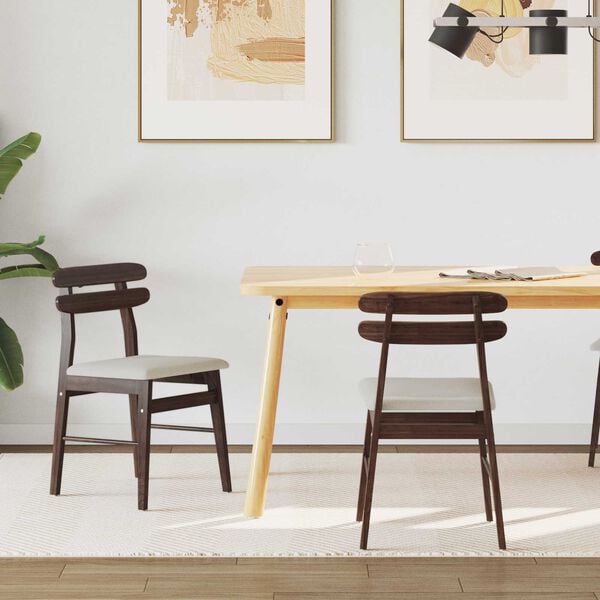 vidaXL Jedilni stol 2 pcs Svetlo rjava in svetla Masivno gumovo les