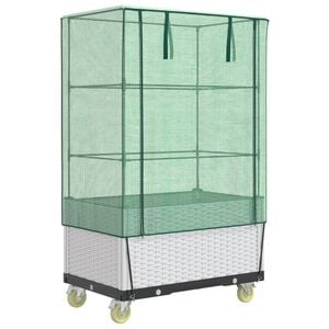 vidaXL Visoka greda s prevleko in kolesi videz ratana 80x50x182 cm