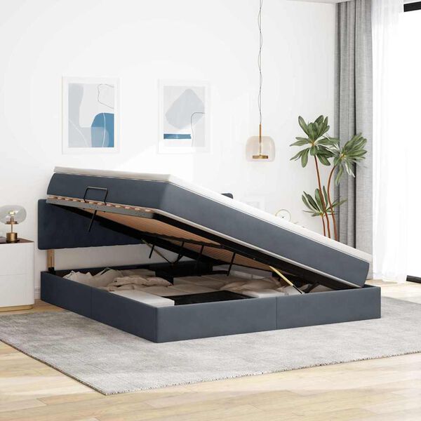 vidaXL Postelja z dodatnim prostorom za shranjevanje in LED osvetlitvijo
