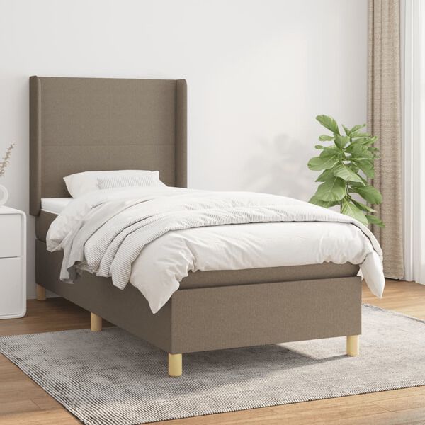vidaXL Box spring postelja z vzmetnico taupe 80x200 cm blago