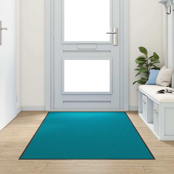 vidaXL Doormat Drugo Cyan in črna 120 x 300 cm Poliamid in PVC