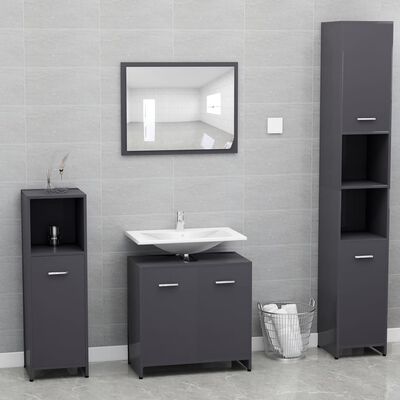 vidaXL Komplet kopalniškega pohištva visok sijaj sivo inženirski les