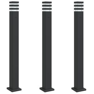 vidaXL Zunanja talna svetilka z vtičnico 3 kosi črna 110 cm aluminij