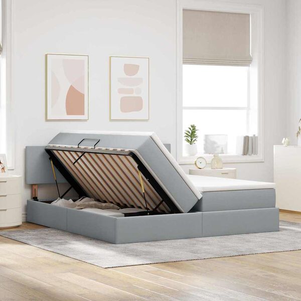 vidaXL Postelja s shranjevanjem Svetlo siva 180 x 200 cm Umjetno usnje