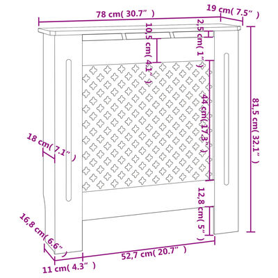 vidaXL Pokrov za radiator MDF črn 78 cm
