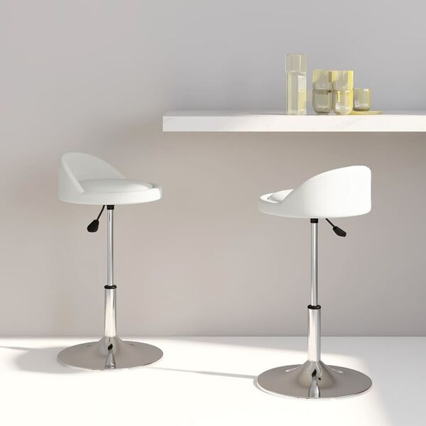 vidaXL Vrtljivi jedilni stoli 2 kosa belo umetno usnje