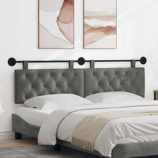 vidaXL Visoki naslon za glavo Temno siva 190 x 55 x 7 cm Žamet