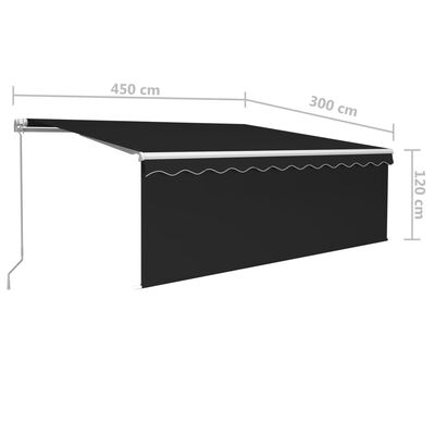 vidaXL Ročno zložljiva tenda s senčilom 4,5x3 m antracitna