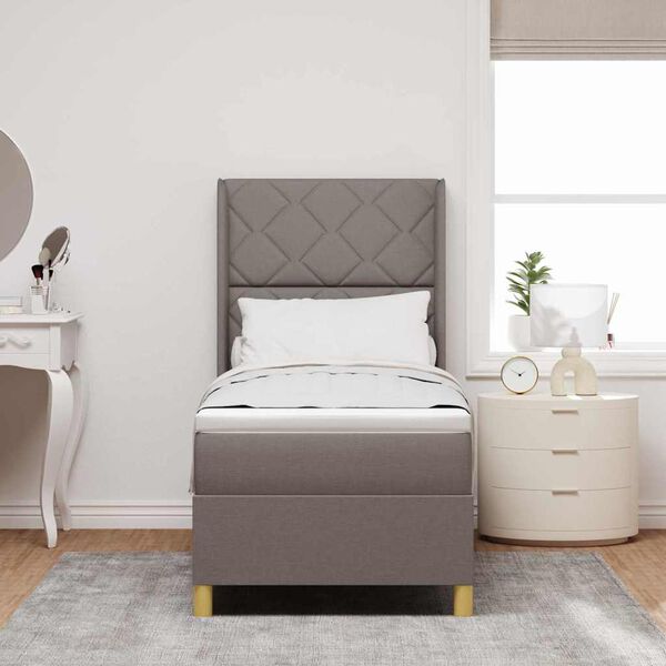 vidaXL Postelja z vzmetnico z vzmetnico Taupe 80 x 200 cm blago